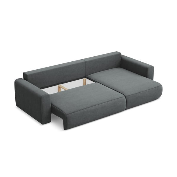 Divano angolare grigio scuro allungabile/con contenitore (con penisola a destra/con chaise lounge) Kapua – Makamii-image-3