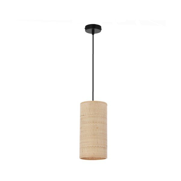 Lampada a sospensione beige con paralume in rattan ø 12 cm Fleri - Candellux Lighting