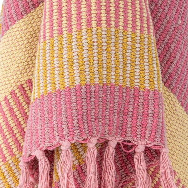 Coperta gialla e rosa in cotone riciclato 130x160 cm Isnel – Bloomingville-image-3