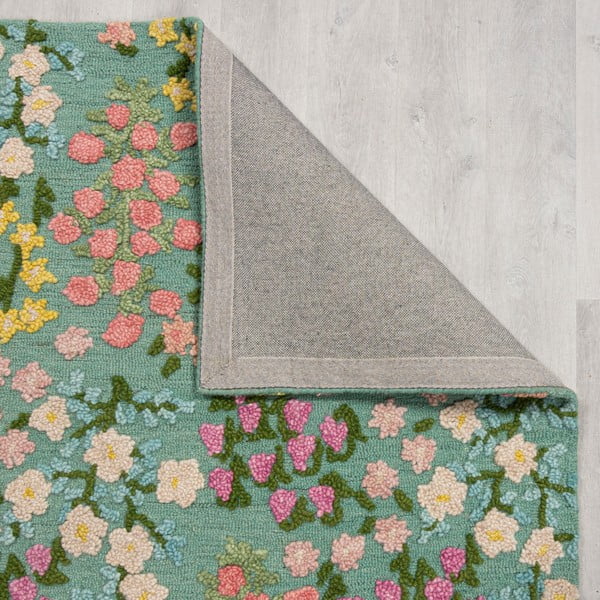 Tappeto color menta in lana tessuto a mano 120x170 cm Emilia Floral – Flair Rugs-image-3