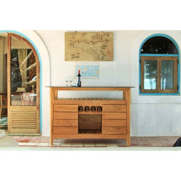 Tavolo bar da giardino in teak 160x90 cm Navy - Ezeis-image-1