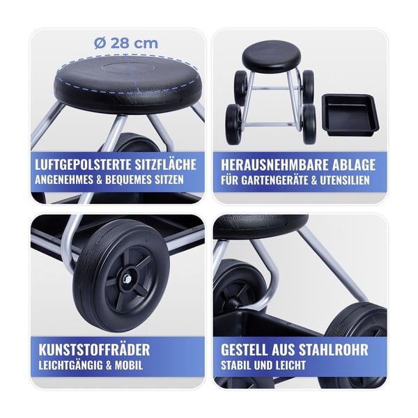 Sgabello da giardino nero e grigio Secura - Maximex-image-4