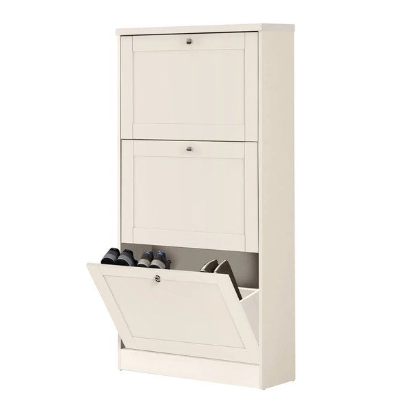 Scarpiera beige opaca con ante ribaltabili 70x130x19 cm Heide – Støraa-image-4