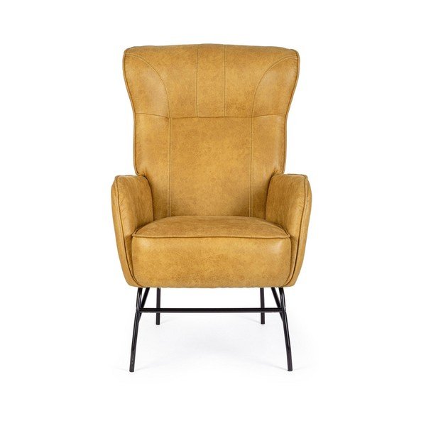 Poltrona color senape con rivestimento in finta pelle Nasira – Bizzotto-image-2