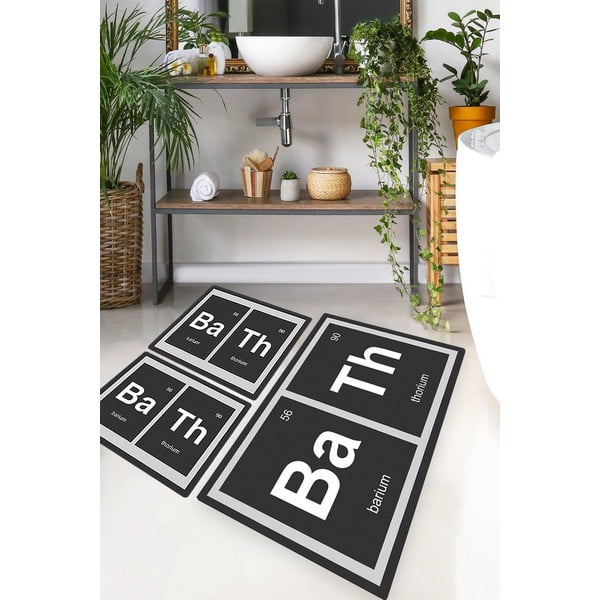 Set di tappetini per il bagno neri 3 pz 60x100 cm Barium – Foutastic-image-1