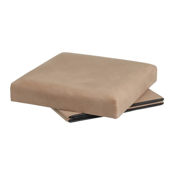 Poggiapiedi in velluto marrone chiaro Estela - Casa Selección-image-2