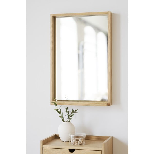 Comodino sospeso con ripiani in legno di quercia in colore naturale Hillmond - Rowico-image-4