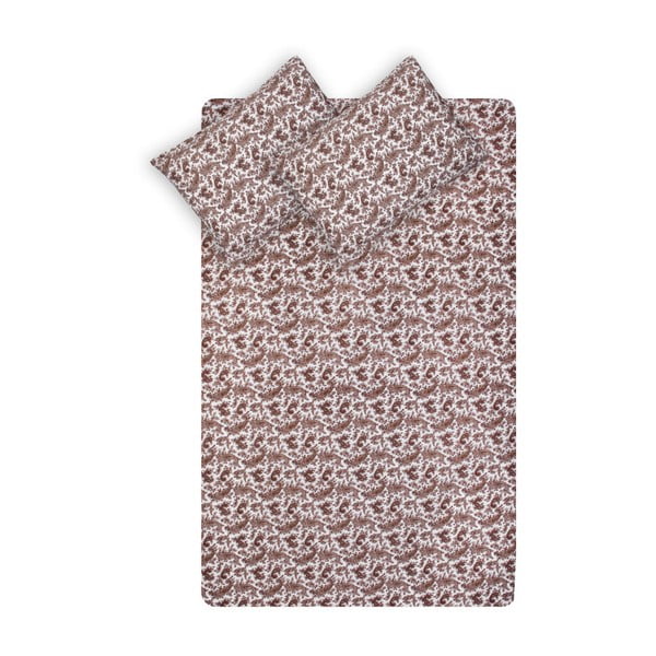Set di lenzuola e federe in cotone elasticizzato marrone Lenzuolo Kasso, 100 x 200 cm - Kate Louise