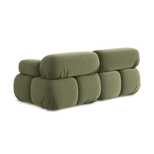 Divano componibile verde chiaro con rivestimento in velluto 190 cm Lokua – Makamii-image-4