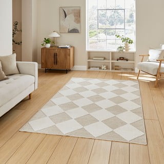 Tappeto bianco e beige lavabile 80x150 cm Lyna Beige&White – Think Rugs