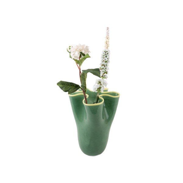Vaso verde in vetro fatto a mano (altezza totale 31,5 cm) Ruffles – PT LIVING-image-2