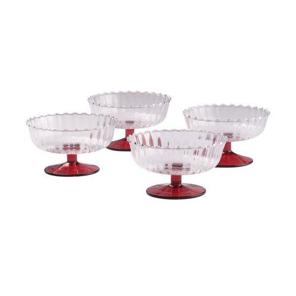 Ciotoline in set per il gelato rosse in vetro 4 pz 230 ml Flora – Jotex