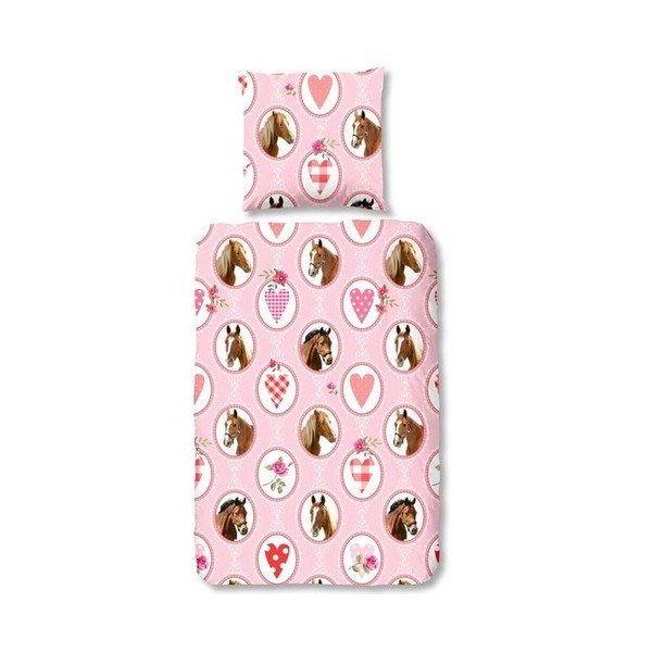 Biancheria da letto per bambini in cotone rosa per letto singolo Gallery, 140 x 200 cm - Good Morning