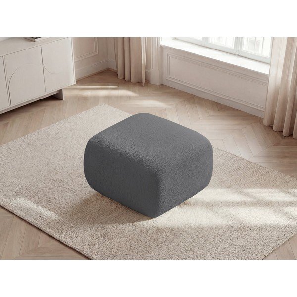 Poggiapiedi grigio con rivestimento in bouclé Montaigne – Bobochic Paris-image-4