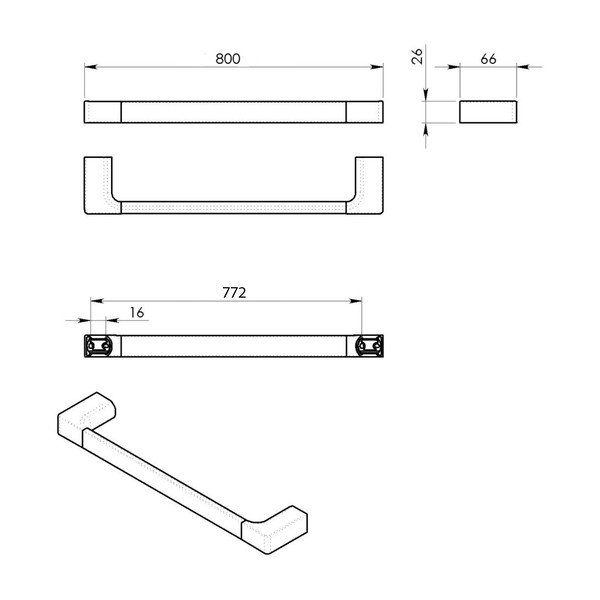 Porta asciugamani a parete in metallo bianco Pirenei - Sapho-image-1