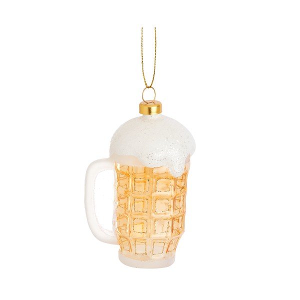 Decorazione per albero di natale in vetro fatta a mano 9,5 cm Frothy Beer – Sass & Belle