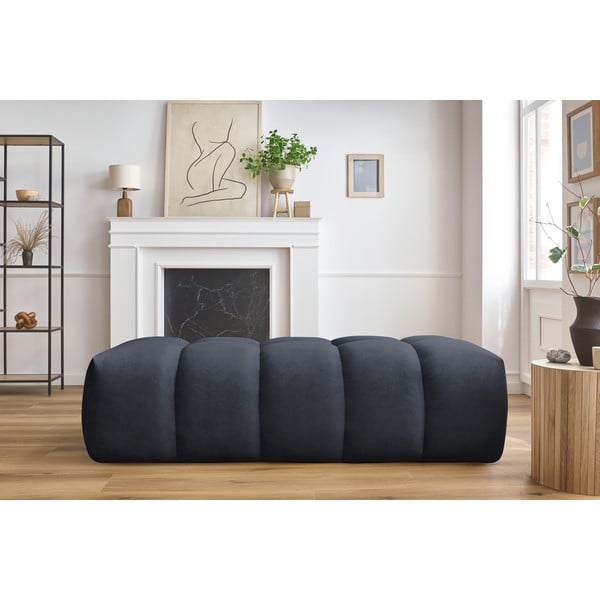 Pouf blu scuro Mont-Blanc - Bobochic Paris-image-1