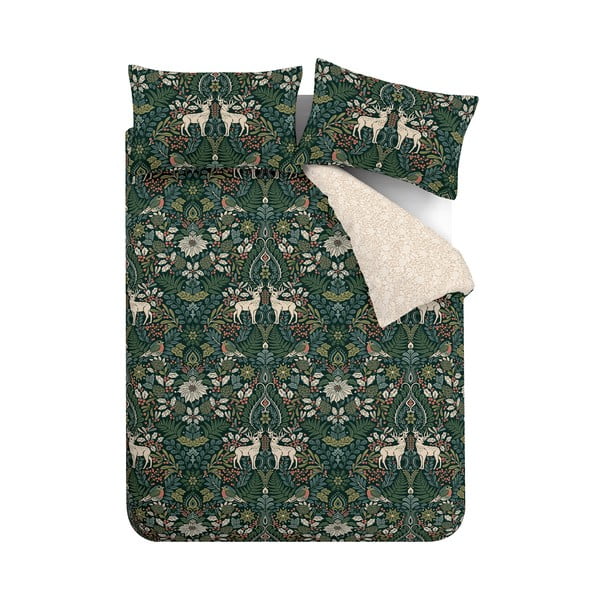 Biancheria da letto singola verde scuro e crema 135x200 cm Majestic Stag - Catherine Lansfield