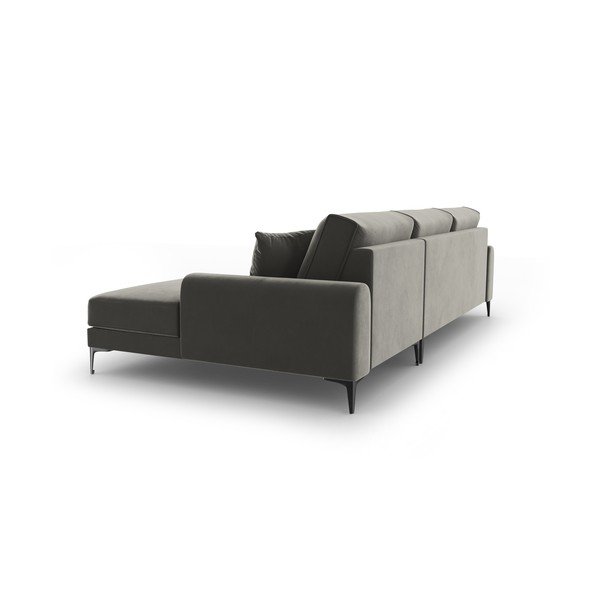 Divano angolare in velluto grigio chiaro, angolo destro Madara - Mazzini Sofas-image-3