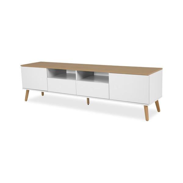 Tavolo TV bianco con gambe in rovere, larghezza 192 cm Dot - Tenzo-image-2