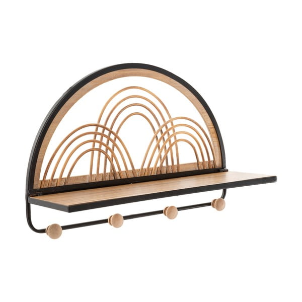 Appendiabiti da parete in metallo con ripiano in colore nero-naturale Oporto - Mauro Ferretti-image-2