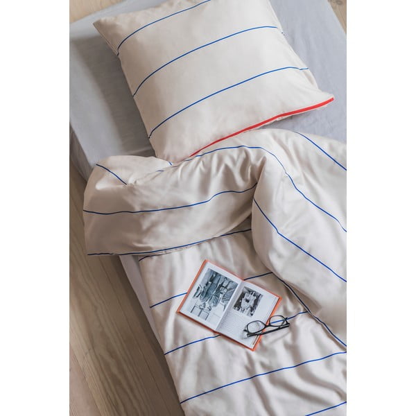 Biancheria da letto singola in cotone satin blu-beige 140x200 cm Align - Mette Ditmer Denmark-image-2