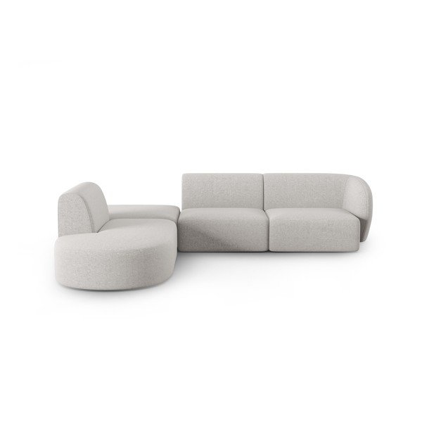 Divano angolare grigio chiaro (con penisola a sinistra/a L) con rivestimento in ciniglia Paolo – Milo Casa