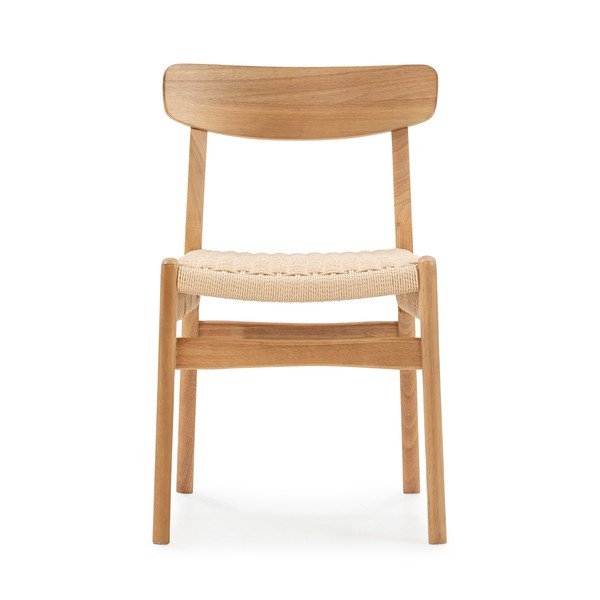 Sedie da pranzo in set di colore naturale in legno di cauciù massiccio 2 pz Biel – MOME-image-3