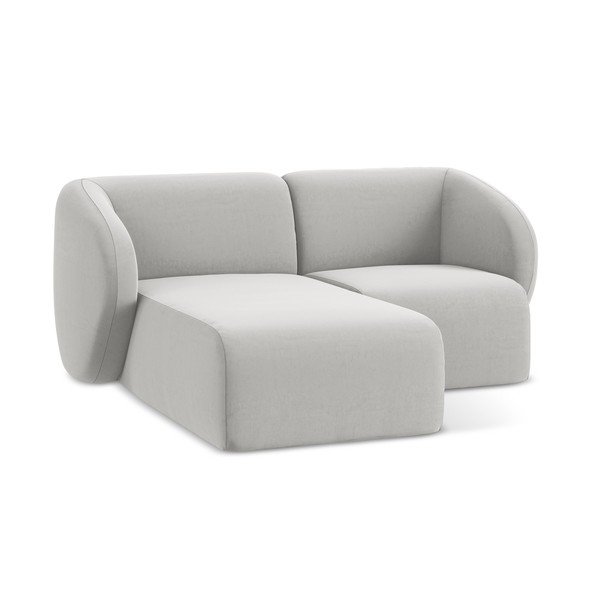 Divano angolare grigio chiaro (con penisola a sinistra/con chaise lounge) con rivestimento in velluto Lani – Makamii-image-4