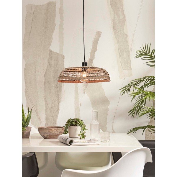 Lampada a sospensione con paralume in seagrass in colore nero-naturale ø 45 cm Pantanal - Good&Mojo-image-1