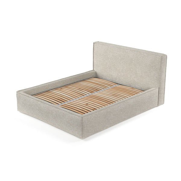 Letto matrimoniale imbottito grigio chiaro con contenitore con rete inclusa 160x200 cm Lounge L – Maison de Rêve-image-3