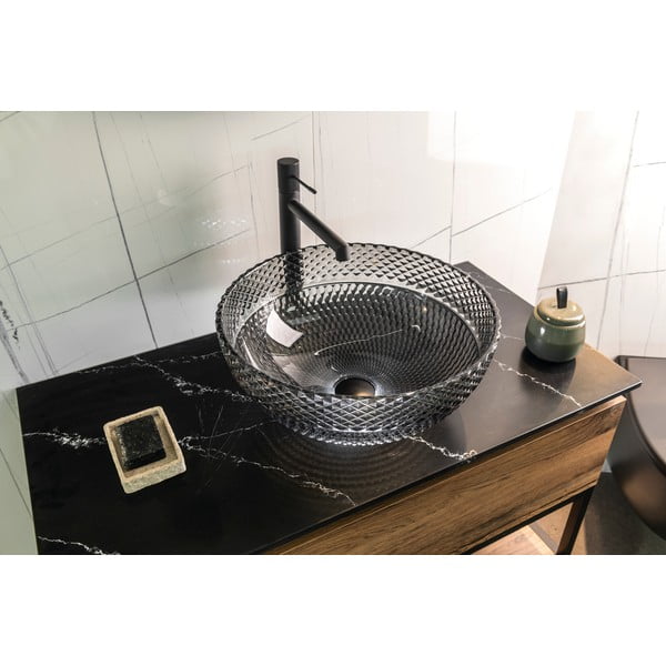 Lavabo rotondo nero in vetro ø 39,5 cm Marac – Sapho-image-1