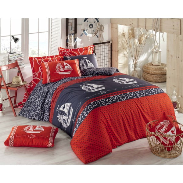 Biancheria da letto in cotone rosso-blu scuro per letto matrimoniale 200x200 cm Marine - Mijolnir