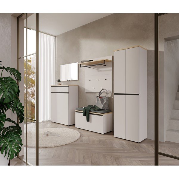 Armadio greige/colore naturale chiaro 59x194x41 cm Cormano – Germania-image-1