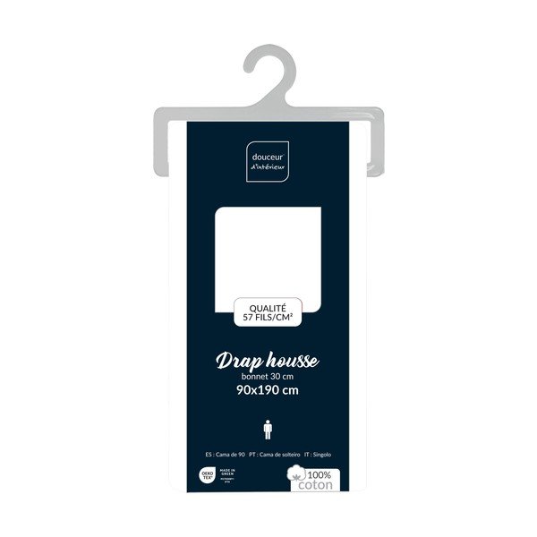 Lenzuolo con angoli bianco in cotone 90x190 cm Lina – douceur d'intérieur-image-4