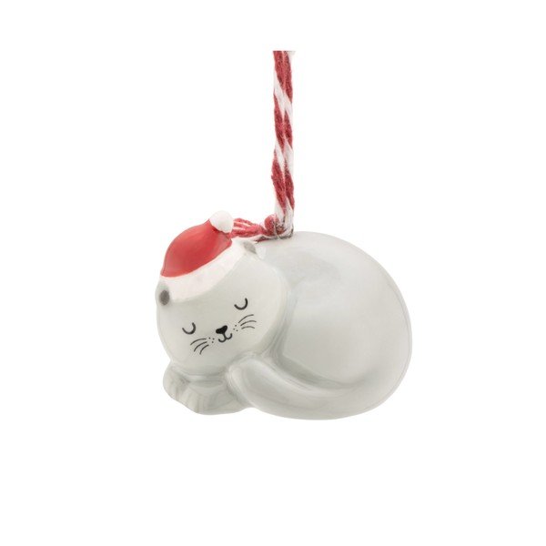Decorazione per albero di natale in ceramica 4 cm Sleeping Cat – Sass & Belle