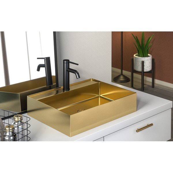 Lavabo dorato in acciaio inox 55x42 cm Aurum – Sapho-image-2