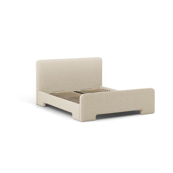 Letto matrimoniale imbottito beige con rete inclusa 180x200 cm Eda – Micadoni -image-1