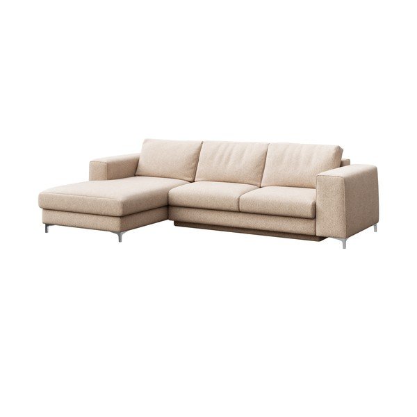 Divano angolare beige allungabile e con contenitore (con penisola a sinistra e chaise lounge) rivestito in bouclé Rene – Rodier-image-2