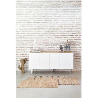 Cassettiera bassa in rovere decorata in bianco e naturale 165x78 cm Arista - Teulat