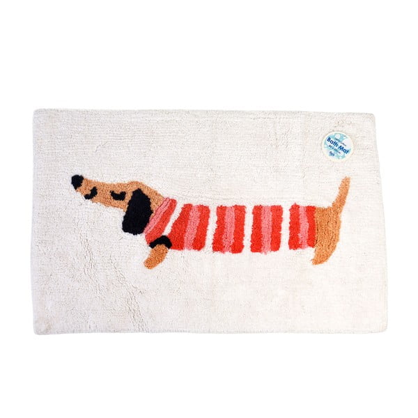 Tappetino da bagno rosso/bianco 83x52,5 cm Sausage Dog - Rex London