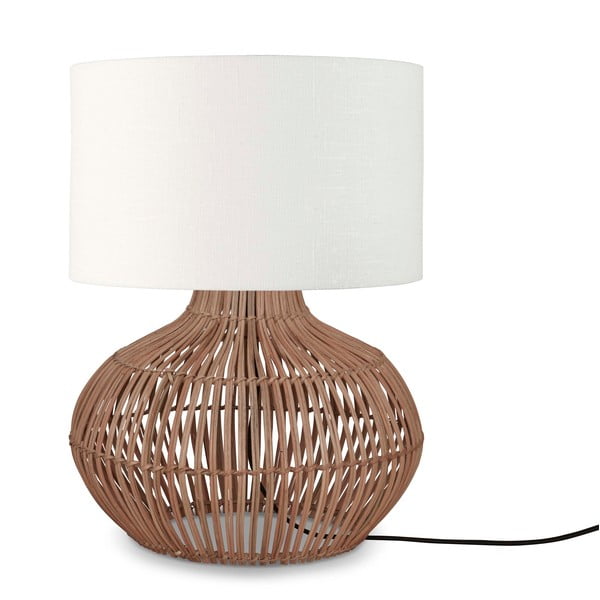Lampada da tavolo con paralume in tessuto bianco e naturale (altezza 48 cm) Kalahari - Good&Mojo