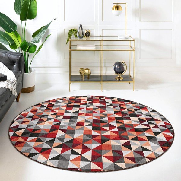 Tappeto rotondo rosso/grigio lavabile ø 120 cm Ignite – Mila Home-image-2