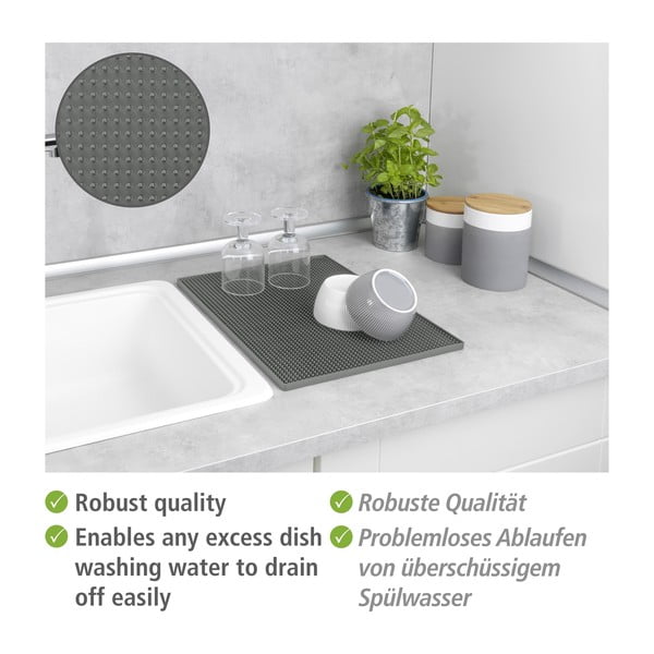 Tappetino scolapiatti grigio in gomma 40x30 cm Maxi – Wenko-image-4