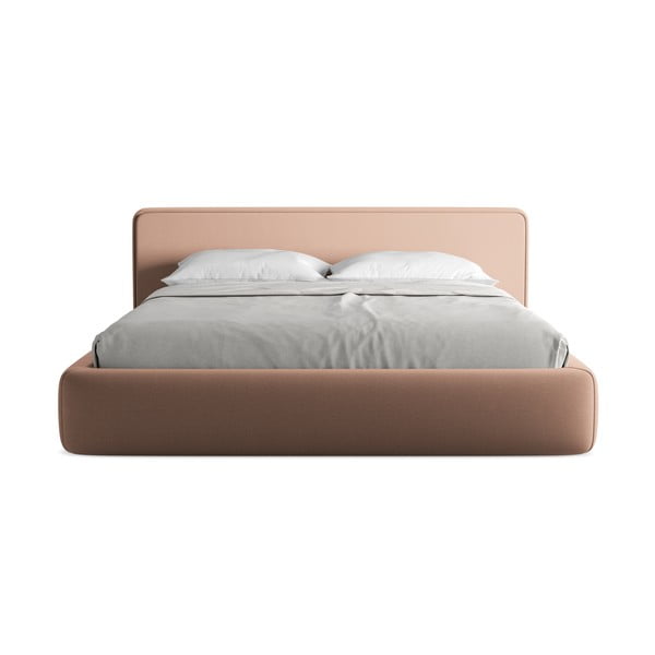 Letto matrimoniale imbottito rosa chiaro con contenitore con griglia 180x200 cm Kiana - Makamii-image-4