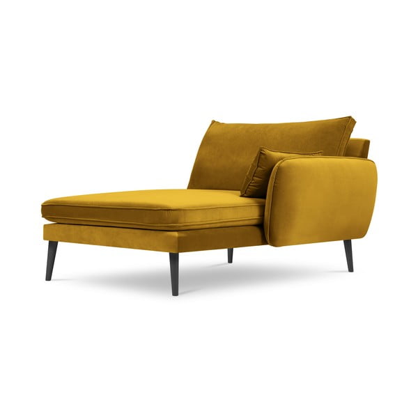 Poltrona lounge in velluto giallo con gambe nere , angolo destro Lento - Kooko Home