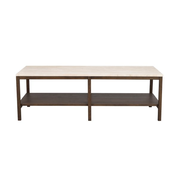 Tavolino marrone e beige con piano in pietra 140x60 cm Orwel - Rowico