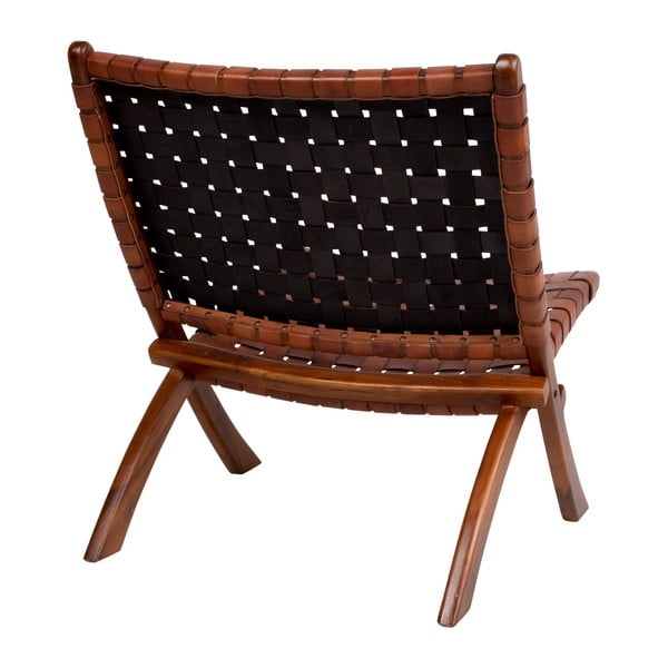 Sedia pieghevole in legno di teak e pelle Montana - House Nordic-image-3