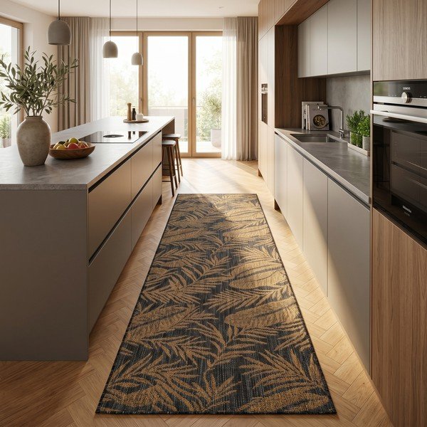 Passatoia da interno ed esterno nera/marrone 80x250 cm Mira 1451 – Ayyildiz Carpets-image-1