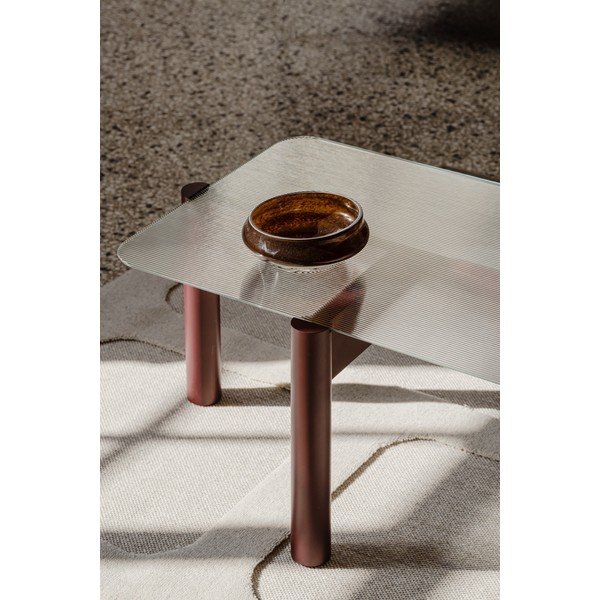 Tavolino da salotto burgundy con piano in vetro 55x105 cm Kob – noo.ma-image-3